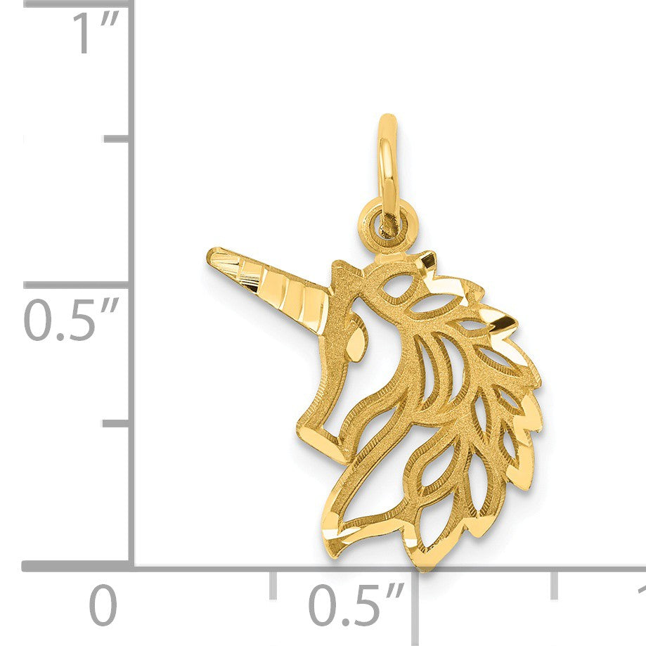 Alternate view of the 14k Yellow Gold Unicorn Head Silhouette Charm or Pendant by The Black Bow Jewelry Co.