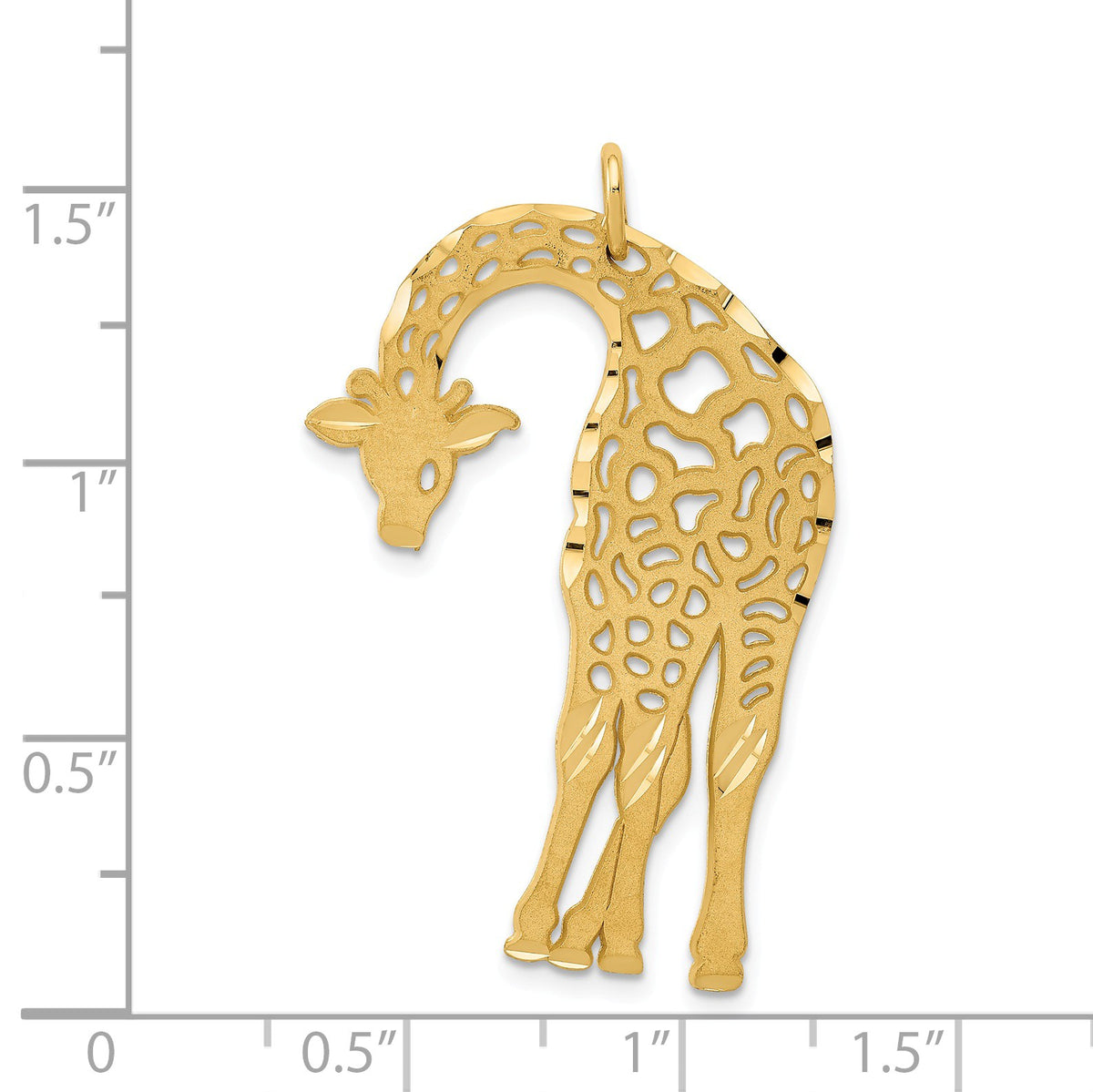 Alternate view of the 14k Yellow Gold Large Satin and Diamond Cut Giraffe Pendant by The Black Bow Jewelry Co.