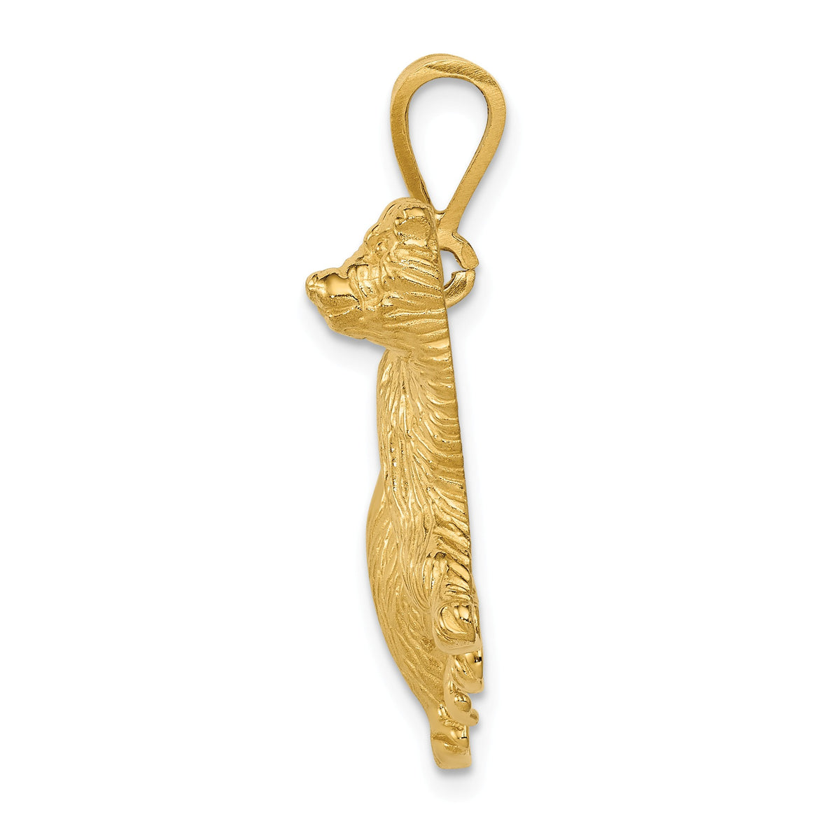 Alternate view of the 14k Yellow Gold Large Polished Textured Polar Bear Pendant by The Black Bow Jewelry Co.