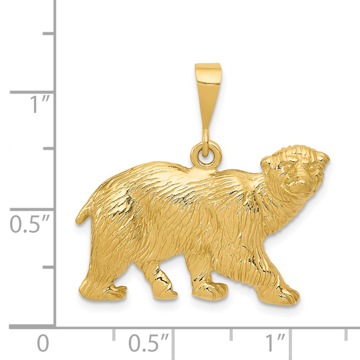 Alternate view of the 14k Yellow Gold Large Polished Textured Polar Bear Pendant by The Black Bow Jewelry Co.