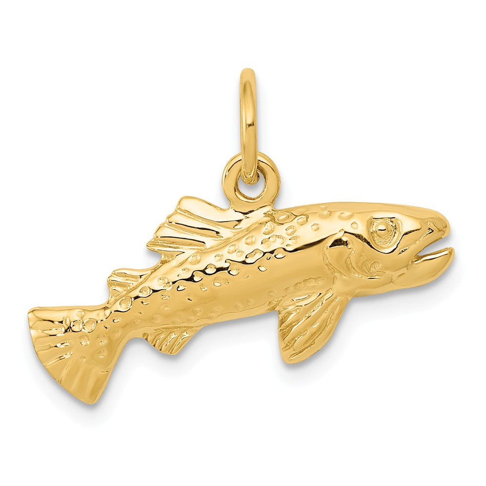 14k Yellow Gold Polished Fish Charm or Pendant, Item P10485 by The Black Bow Jewelry Co.