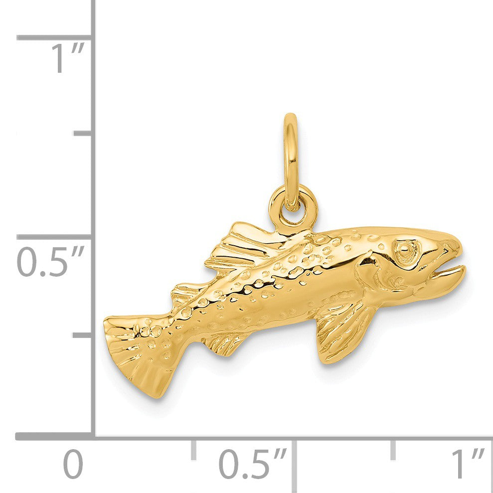 Alternate view of the 14k Yellow Gold Polished Fish Charm or Pendant by The Black Bow Jewelry Co.