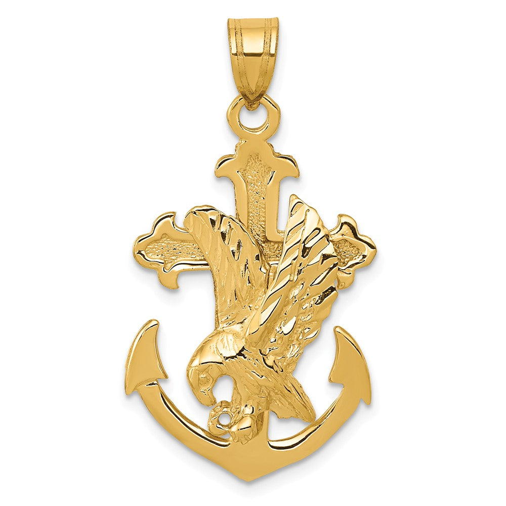 14k Yellow Gold Mariner Cross with Eagle Pendant, Item P10486 by The Black Bow Jewelry Co.