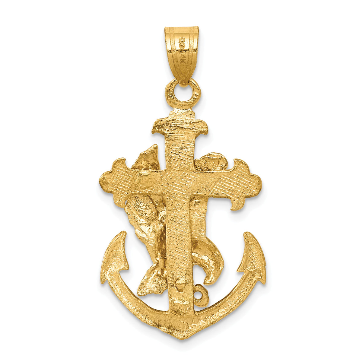 Alternate view of the 14k Yellow Gold Mariner Cross with Eagle Pendant by The Black Bow Jewelry Co.