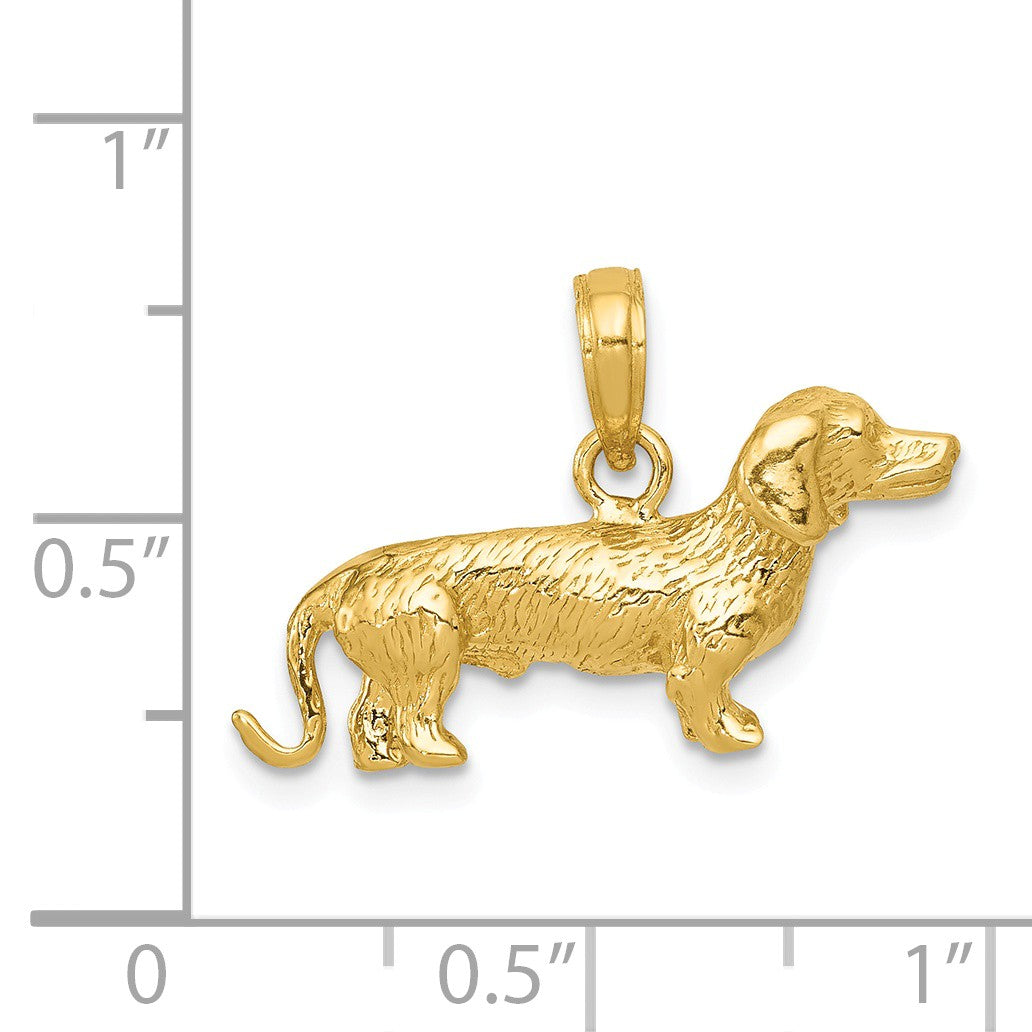 Alternate view of the 14k Yellow Gold 3D Wire Haired Dachshund Pendant by The Black Bow Jewelry Co.