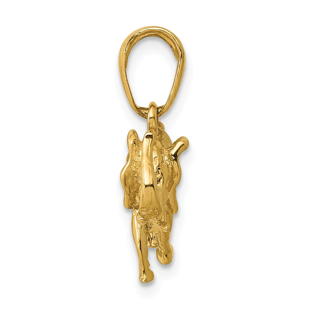 Alternate view of the 14k Yellow Gold 3D Satin Elephant Profile Pendant by The Black Bow Jewelry Co.