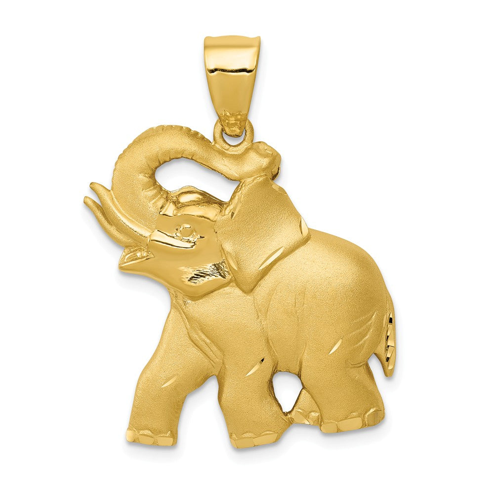 14k Yellow Gold Large Trumpeting Elephant Pendant, Item P10497 by The Black Bow Jewelry Co.