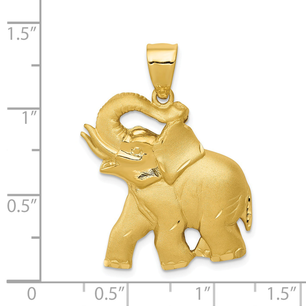Alternate view of the 14k Yellow Gold Large Trumpeting Elephant Pendant by The Black Bow Jewelry Co.