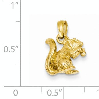 Alternate view of the 14k Yellow Gold 3D Squirrel with Nut Pendant by The Black Bow Jewelry Co.