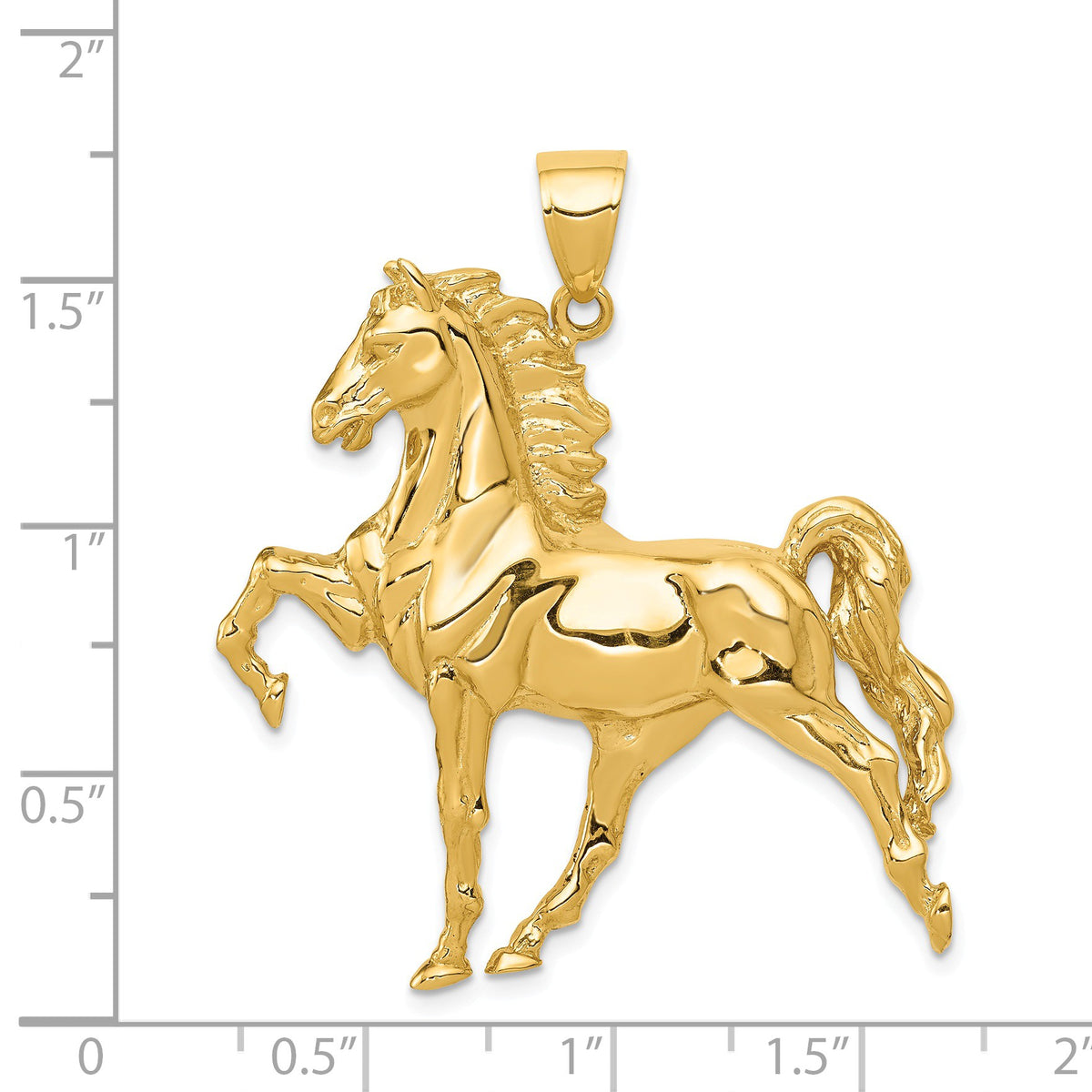 Alternate view of the 14k Yellow Gold Large Prancing Horse Pendant by The Black Bow Jewelry Co.