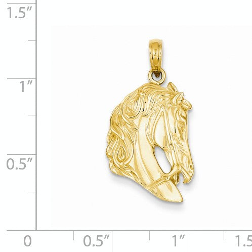 Alternate view of the 14k Yellow Gold Bridled Horse Head Pendant by The Black Bow Jewelry Co.