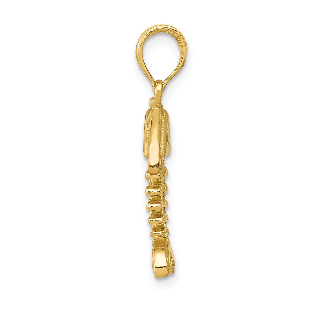 Alternate view of the 14k Yellow Gold 3D Polished Fishbone Pendant by The Black Bow Jewelry Co.