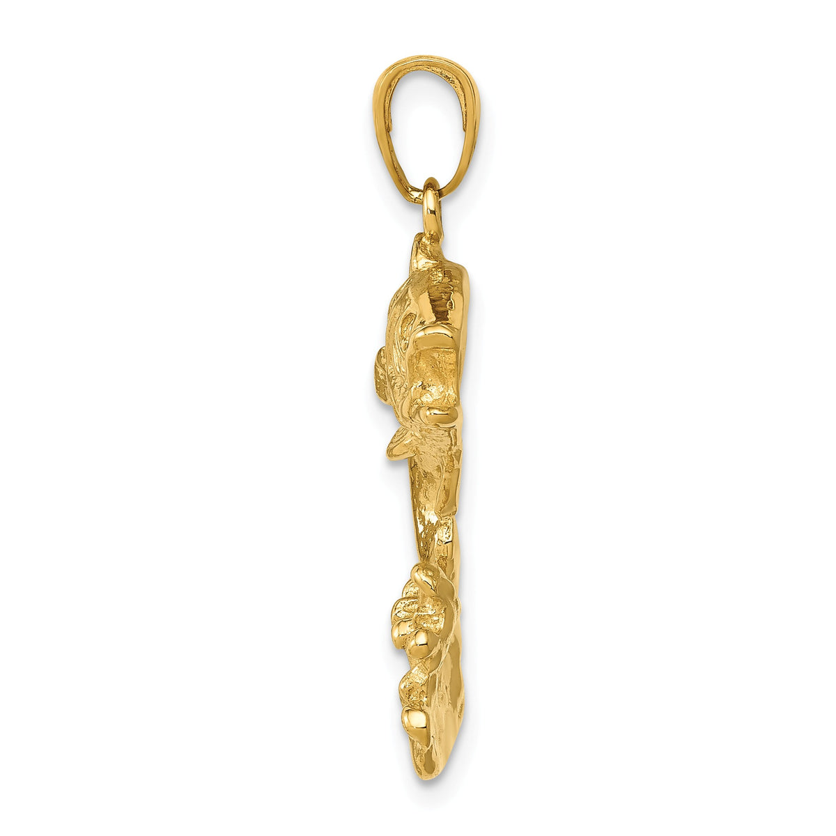 Alternate view of the 14k Yellow Gold Jumping Bass Pendant by The Black Bow Jewelry Co.