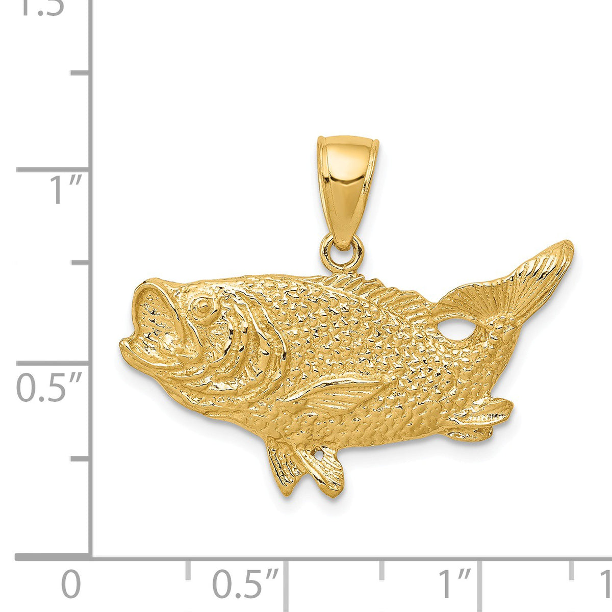 Alternate view of the 14k Yellow Gold Largemouth Bass Pendant by The Black Bow Jewelry Co.