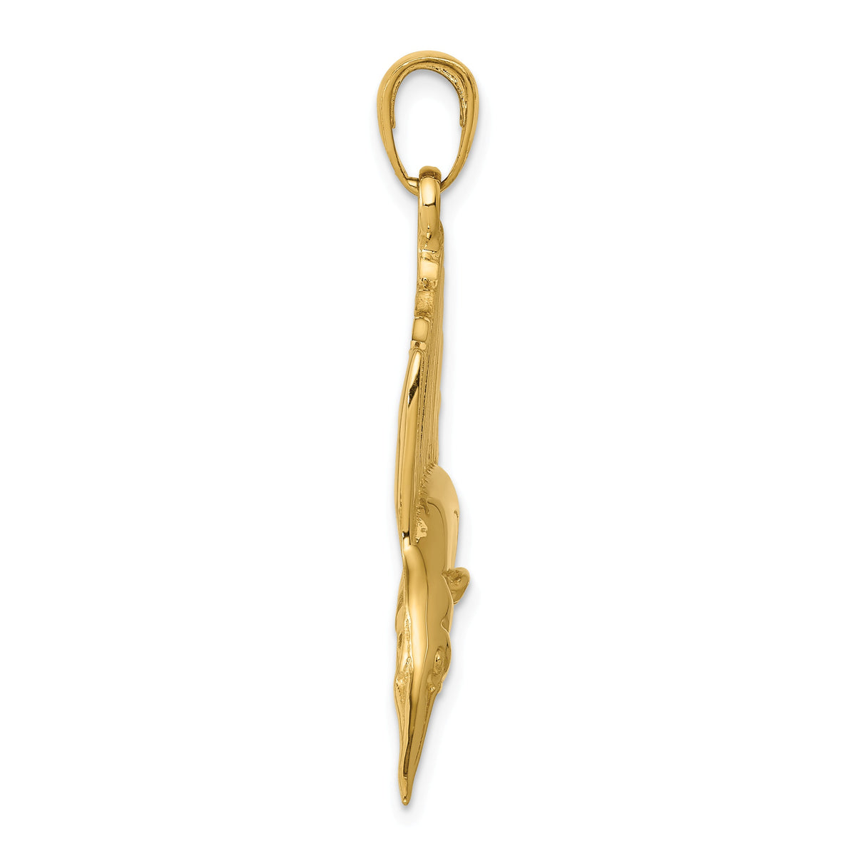 Alternate view of the 14k Yellow Gold Large Polished Sailfish Pendant by The Black Bow Jewelry Co.