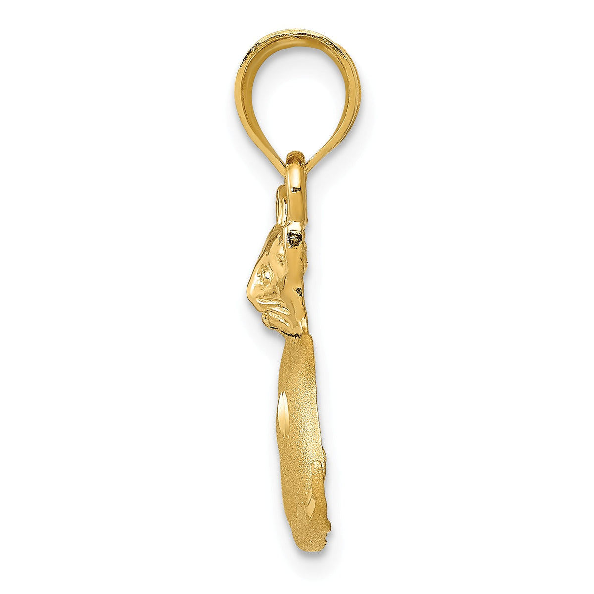 Alternate view of the 14k Yellow Gold Satin and Polished, Diamond Cut Cat Pendant by The Black Bow Jewelry Co.