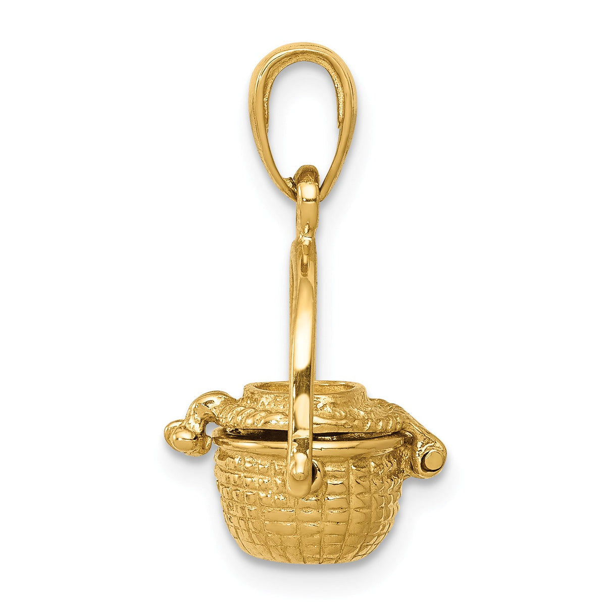 Alternate view of the 14k Yellow Gold 3D Moveable Nantucket Basket Pendant by The Black Bow Jewelry Co.
