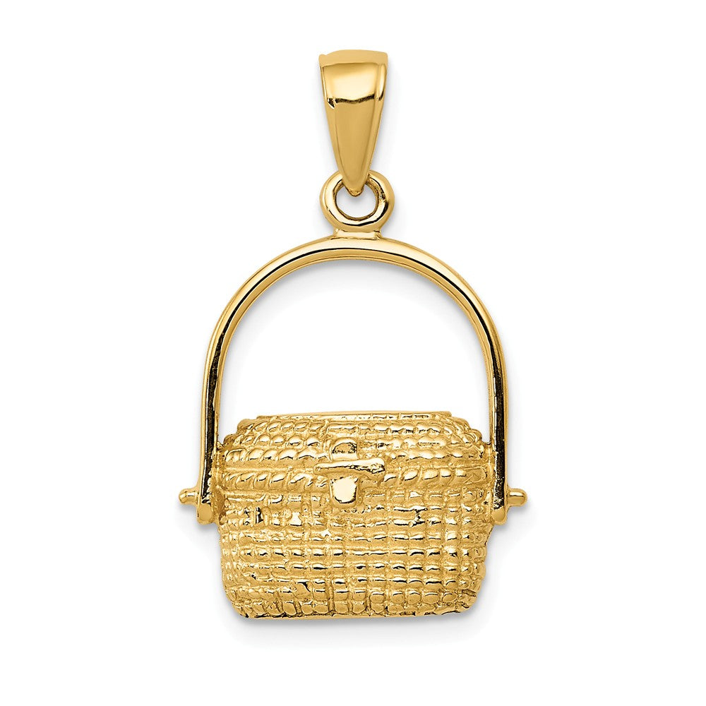 14k Yellow Gold Large 2D Nantucket Basket Pendant, Item P10521 by The Black Bow Jewelry Co.