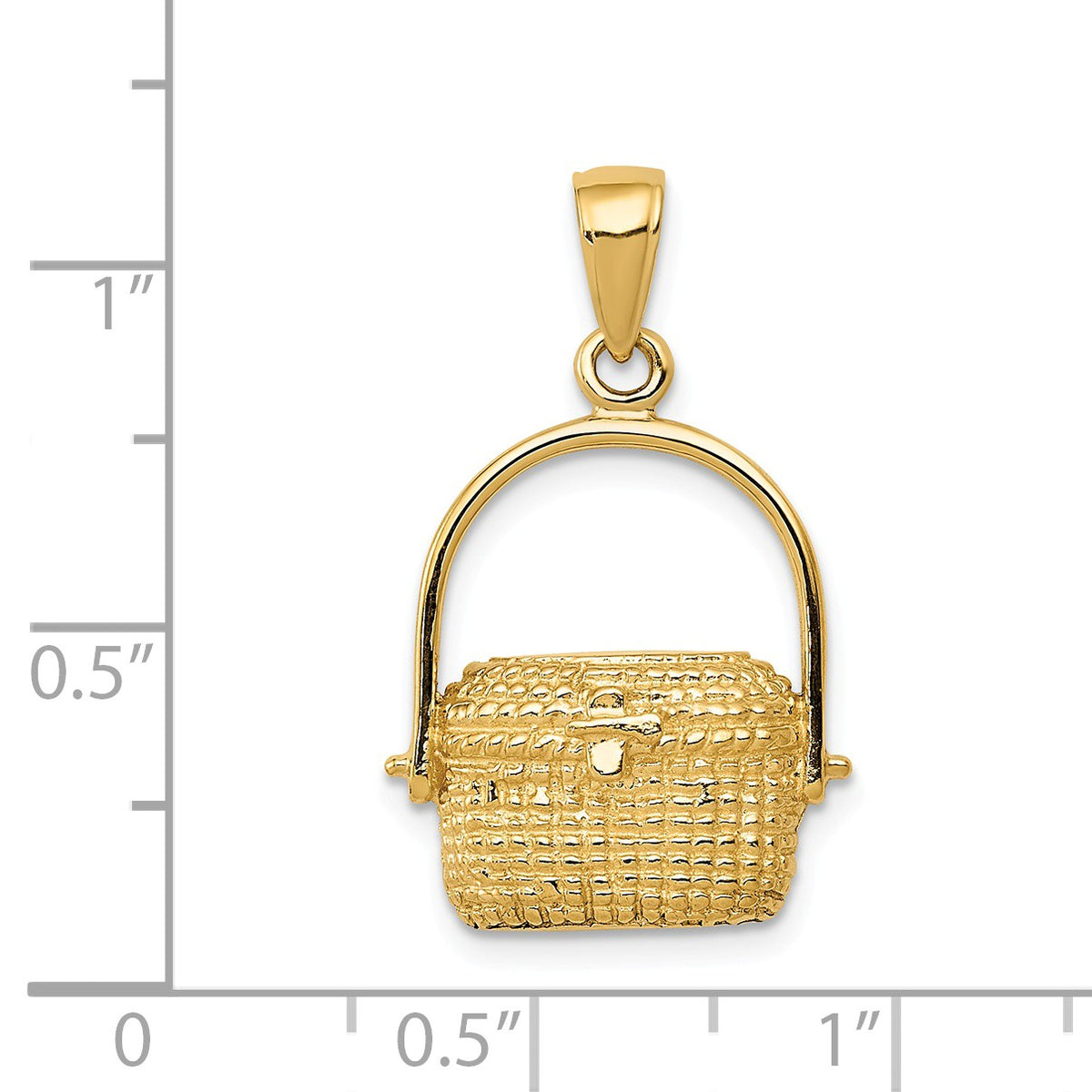 Alternate view of the 14k Yellow Gold Large 2D Nantucket Basket Pendant by The Black Bow Jewelry Co.