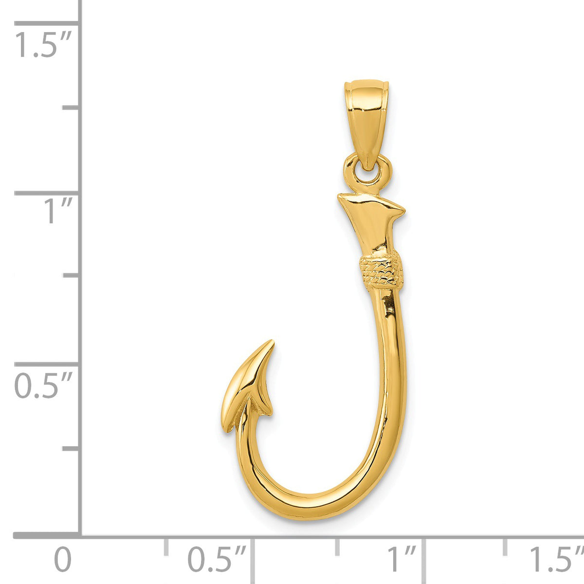 Alternate view of the 14k Yellow Gold 3D Fishhook Pendant by The Black Bow Jewelry Co.