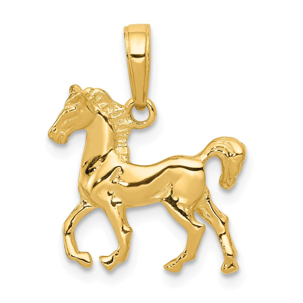 14k Yellow Gold Small Walking Horse Pendant, Item P10527 by The Black Bow Jewelry Co.