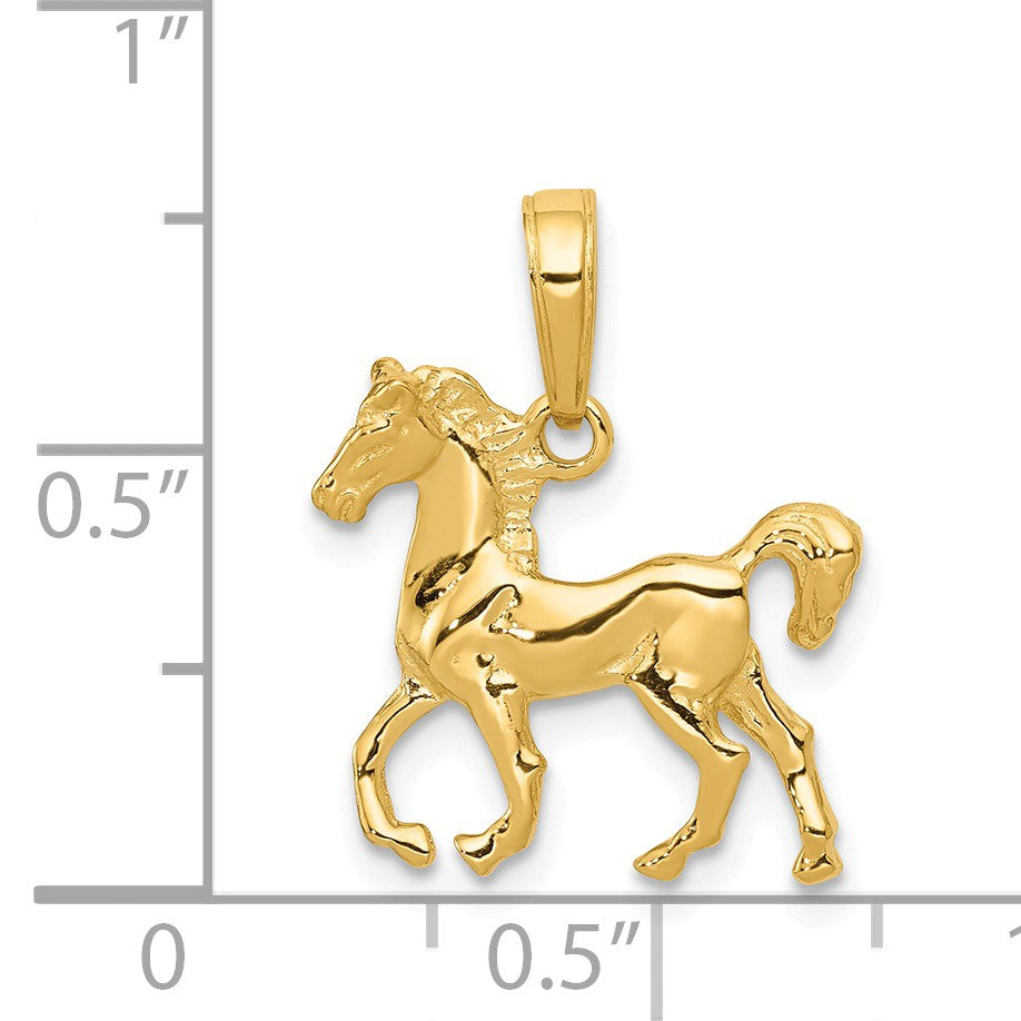 Alternate view of the 14k Yellow Gold Small Walking Horse Pendant by The Black Bow Jewelry Co.