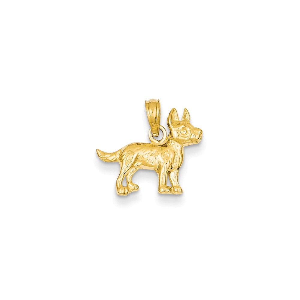 14k Yellow Gold Small 2D Textured Terrier Pendant, Item P10530 by The Black Bow Jewelry Co.