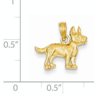Alternate view of the 14k Yellow Gold Small 2D Textured Terrier Pendant by The Black Bow Jewelry Co.