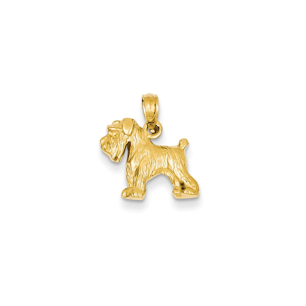 14k Yellow Gold 2D Schnauzer Pendant, Item P10532 by The Black Bow Jewelry Co.