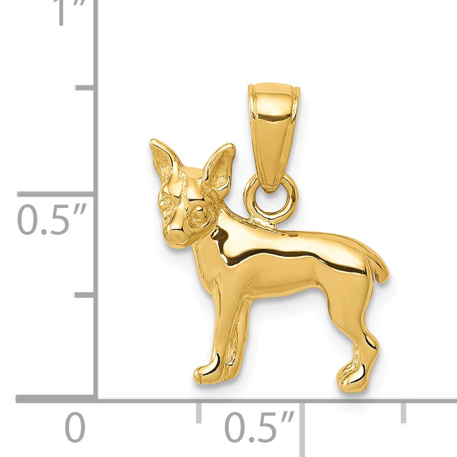 Alternate view of the 14k Yellow Gold Polished Chihuahua Pendant by The Black Bow Jewelry Co.