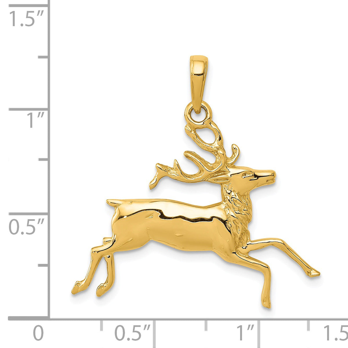 Alternate view of the 14k Yellow Gold Running Deer Buck Pendant by The Black Bow Jewelry Co.
