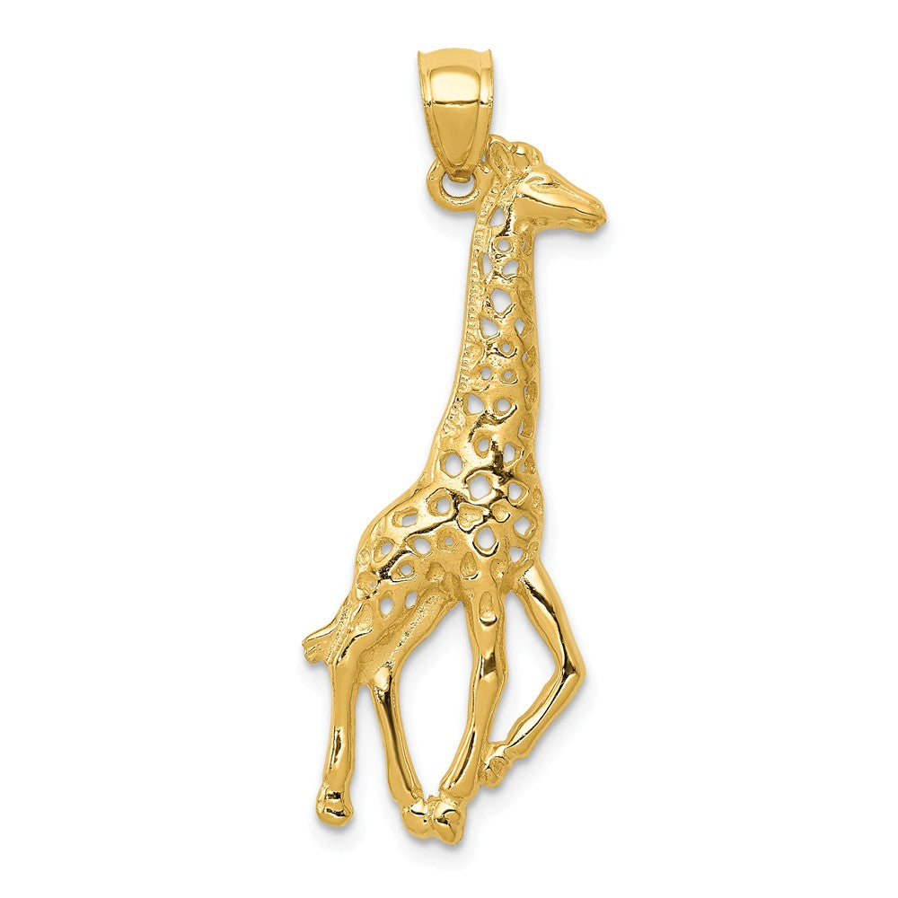 14k Yellow Gold 2D Polished Giraffe Pendant, Item P10543 by The Black Bow Jewelry Co.