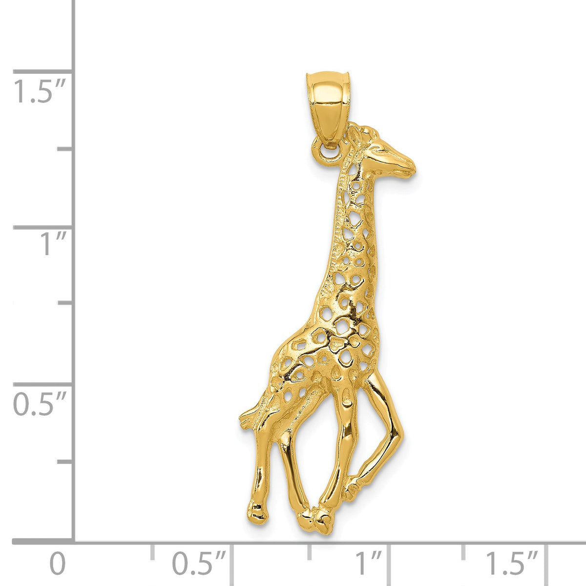 Alternate view of the 14k Yellow Gold 2D Polished Giraffe Pendant by The Black Bow Jewelry Co.