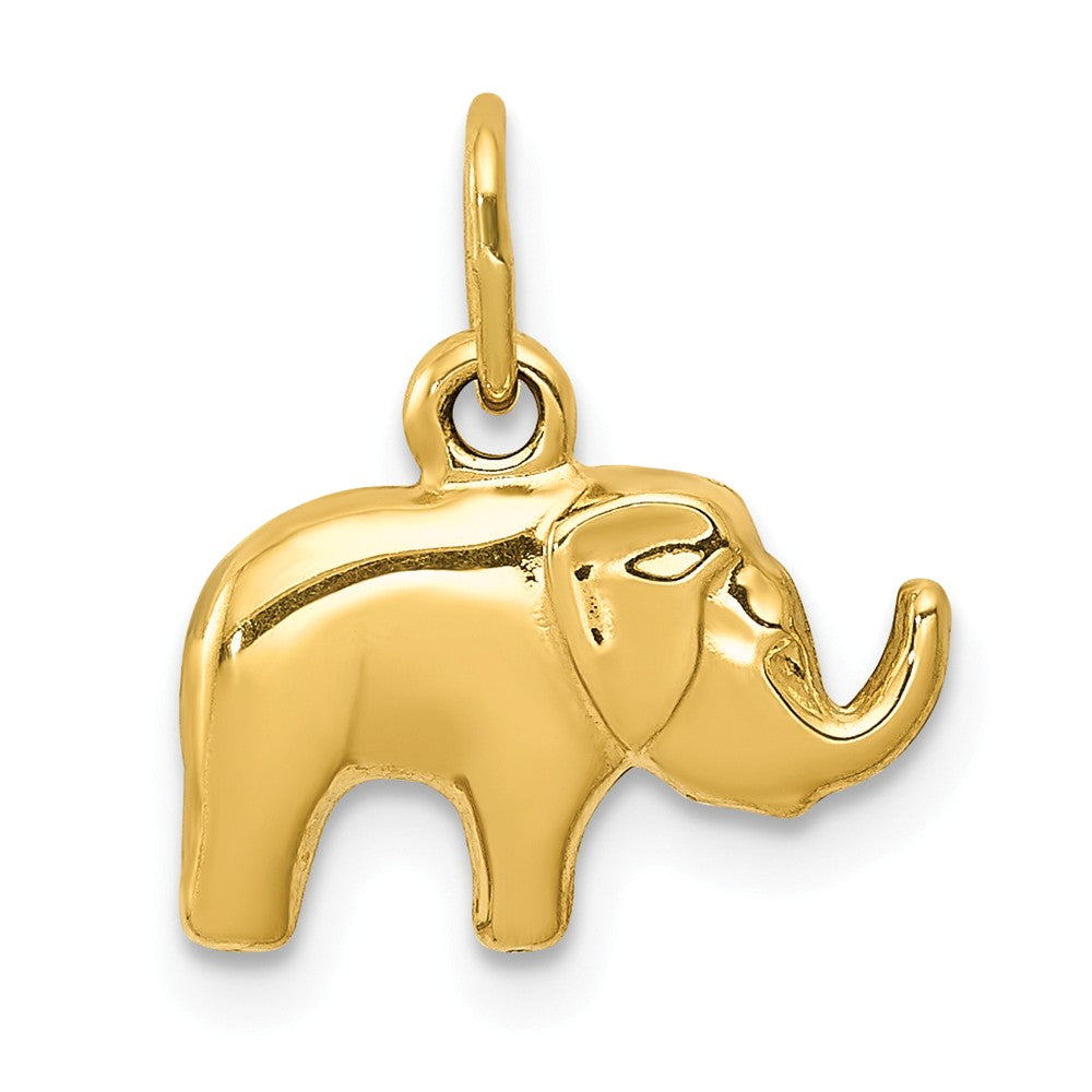 14k Yellow Gold Small 3D Polished Elephant Charm, Item P10544 by The Black Bow Jewelry Co.