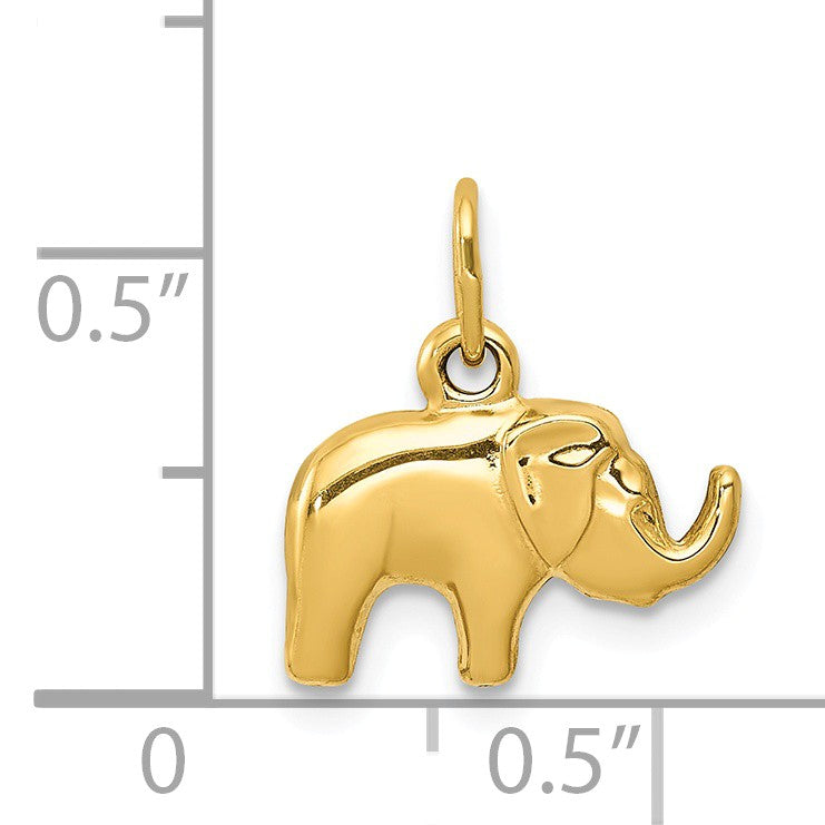 Alternate view of the 14k Yellow Gold Small 3D Polished Elephant Charm by The Black Bow Jewelry Co.