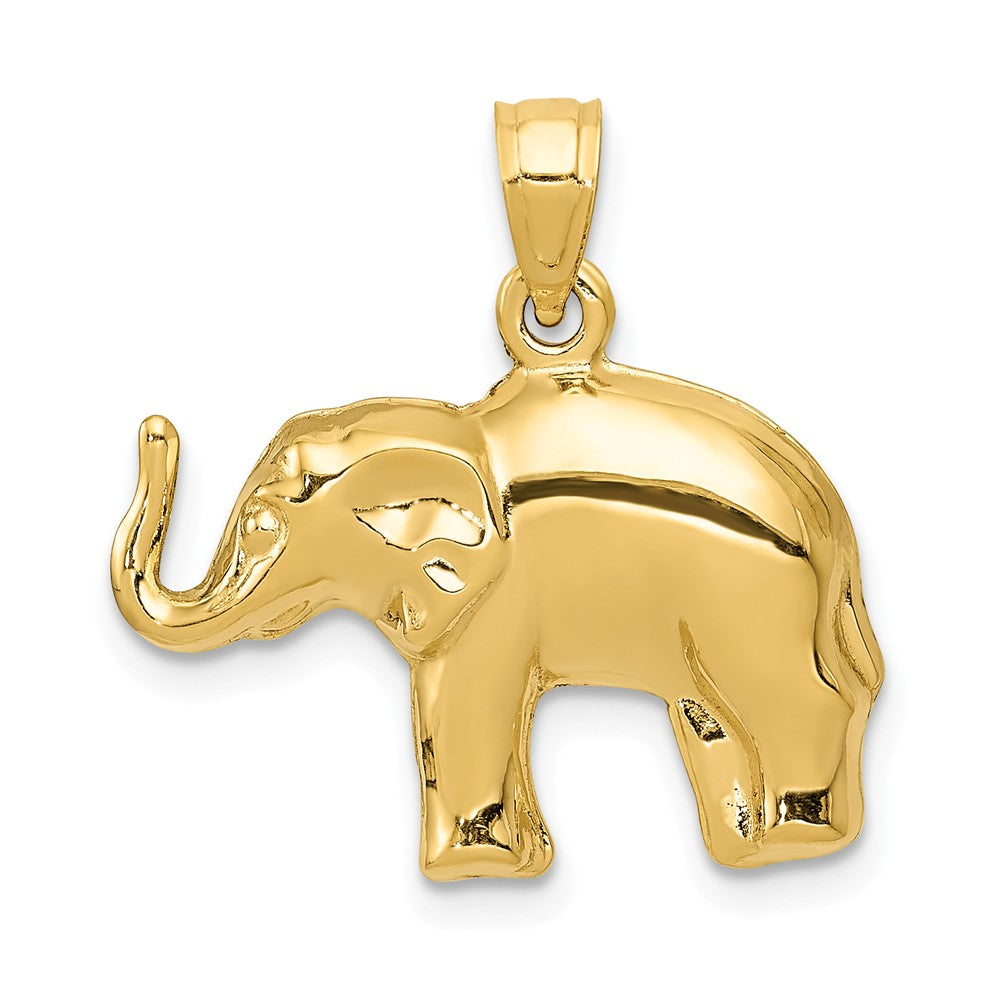 14k Yellow Gold Polished 3D Elephant Pendant, Item P10546 by The Black Bow Jewelry Co.