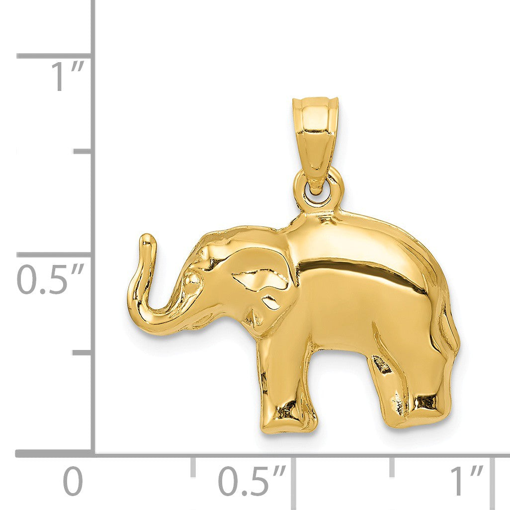 Alternate view of the 14k Yellow Gold Polished 3D Elephant Pendant by The Black Bow Jewelry Co.