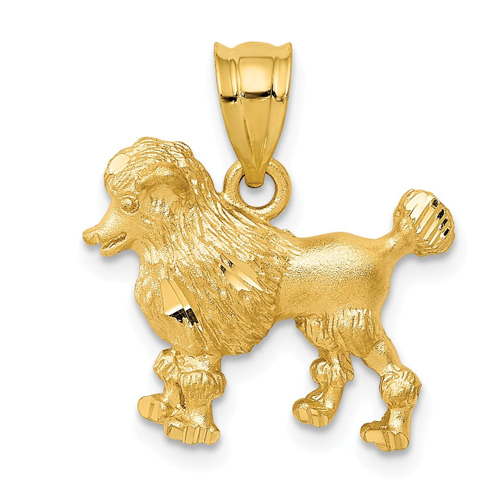 14k Yellow Gold Satin and Diamond Cut Poodle Charm or Pendant, Item P10547 by The Black Bow Jewelry Co.