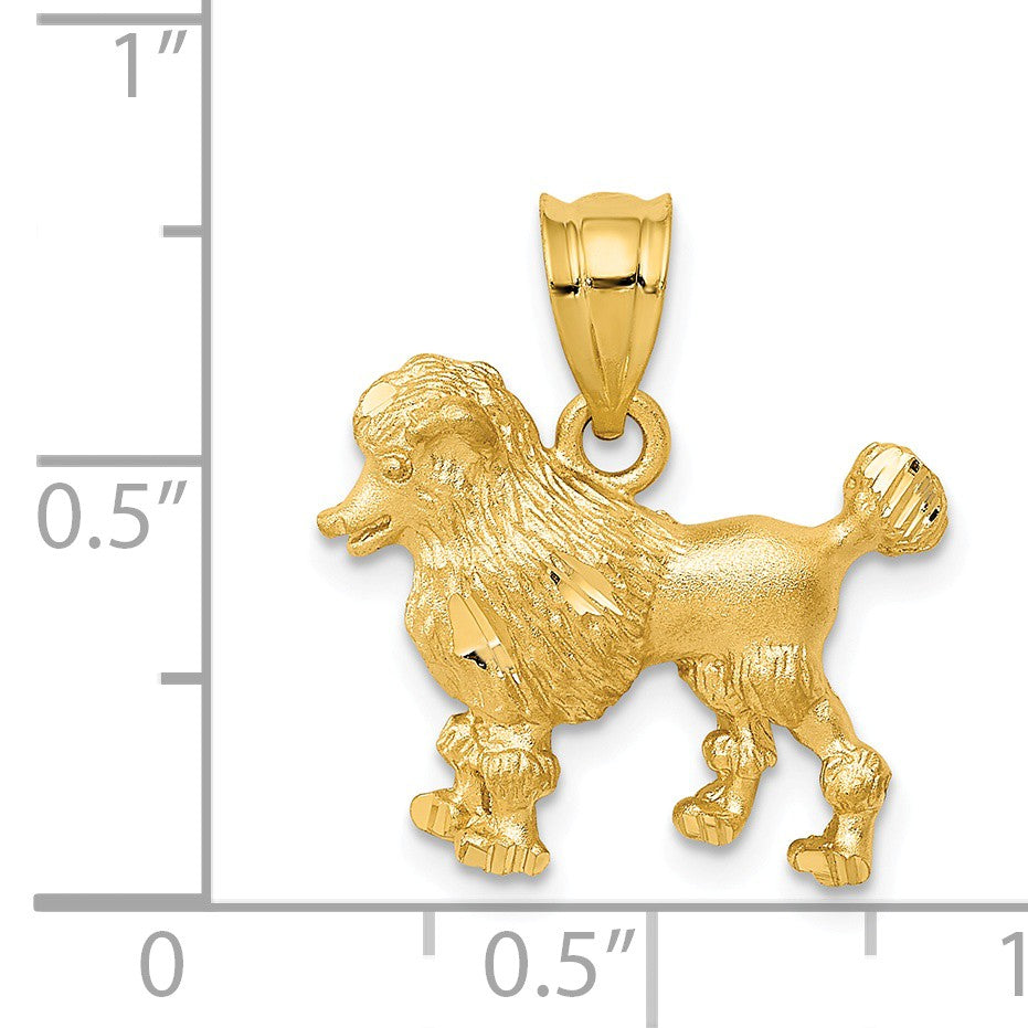 Alternate view of the 14k Yellow Gold Satin and Diamond Cut Poodle Charm or Pendant by The Black Bow Jewelry Co.