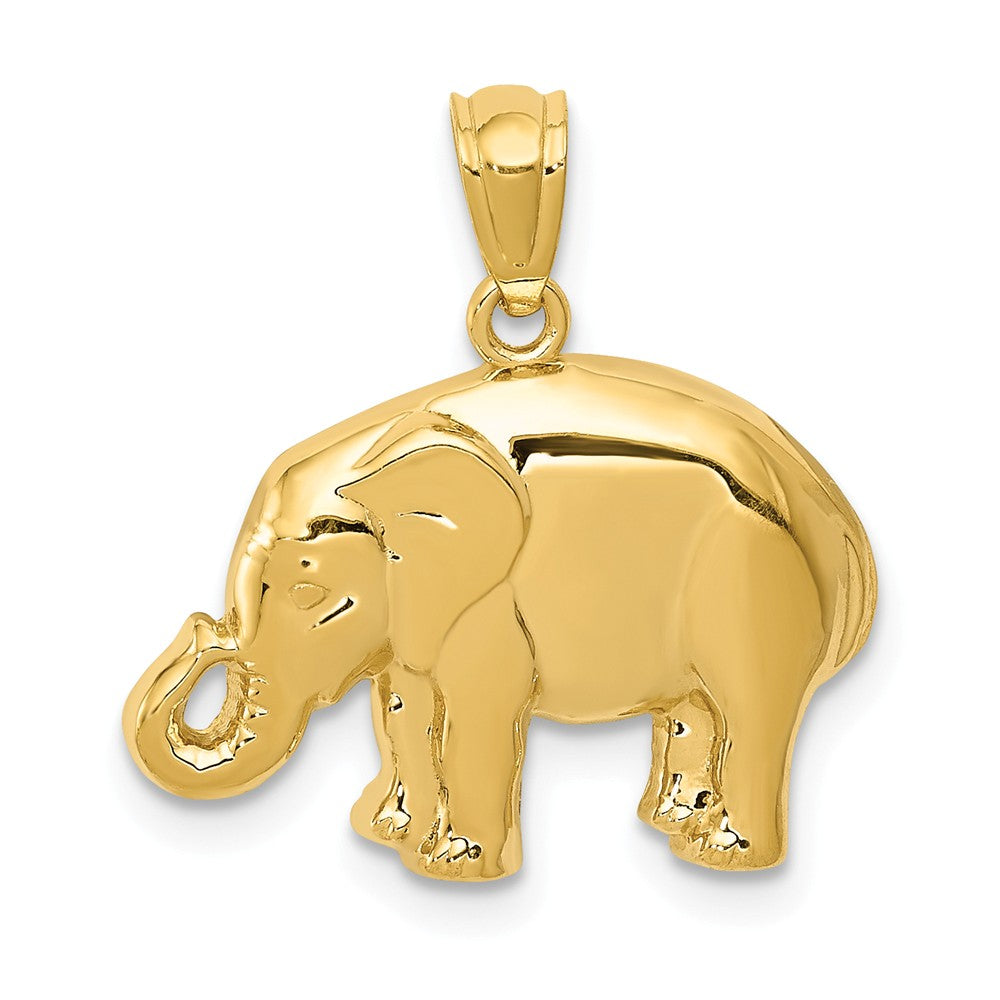 14k Yellow Gold Polished 2D Elephant Pendant, 18mm, Item P10549 by The Black Bow Jewelry Co.