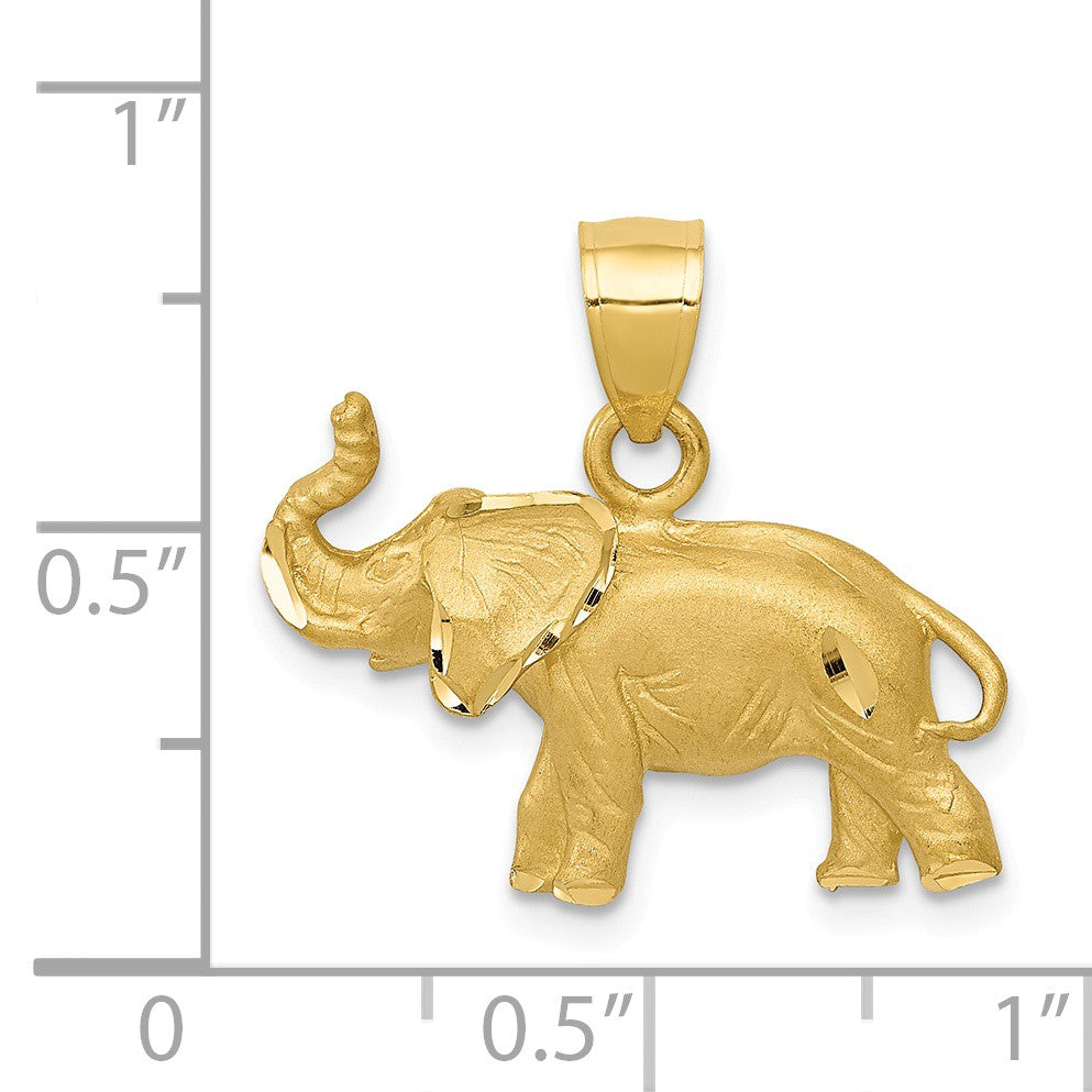 Alternate view of the 14k Yellow Gold Diamond Cut Trumpeting Elephant Pendant by The Black Bow Jewelry Co.