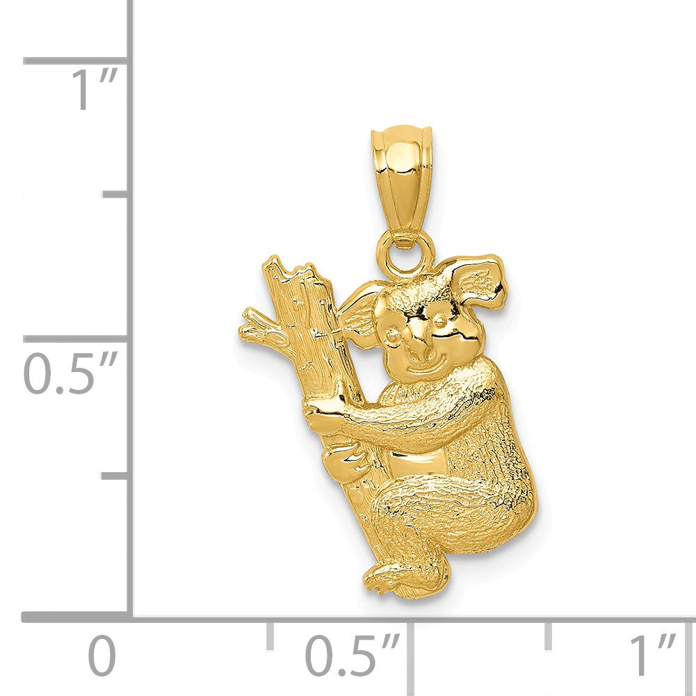 Alternate view of the 14k Yellow Gold Textured Koala Pendant by The Black Bow Jewelry Co.