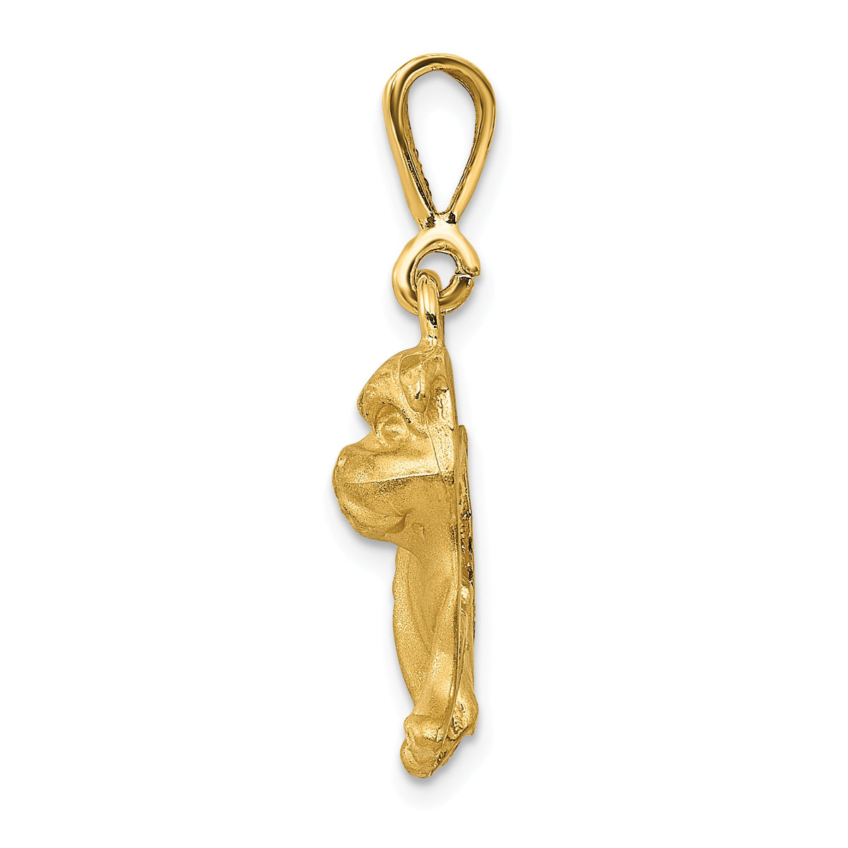 Alternate view of the 14k Yellow Gold Satin and Diamond Cut 2D Bulldog Pendant by The Black Bow Jewelry Co.