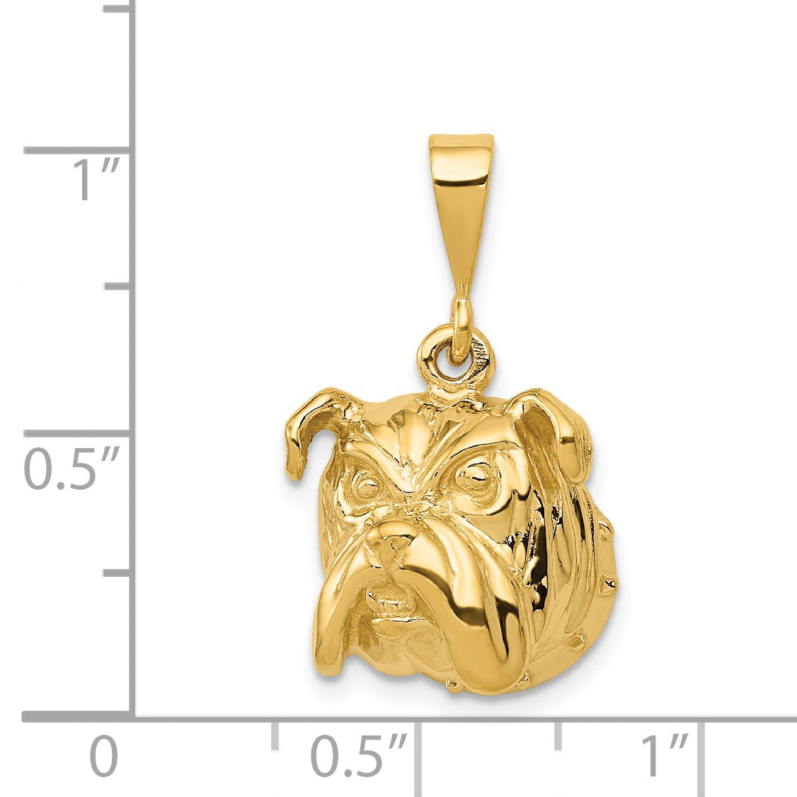 Alternate view of the 14k Yellow Gold Bulldog Head Pendant, 15mm by The Black Bow Jewelry Co.