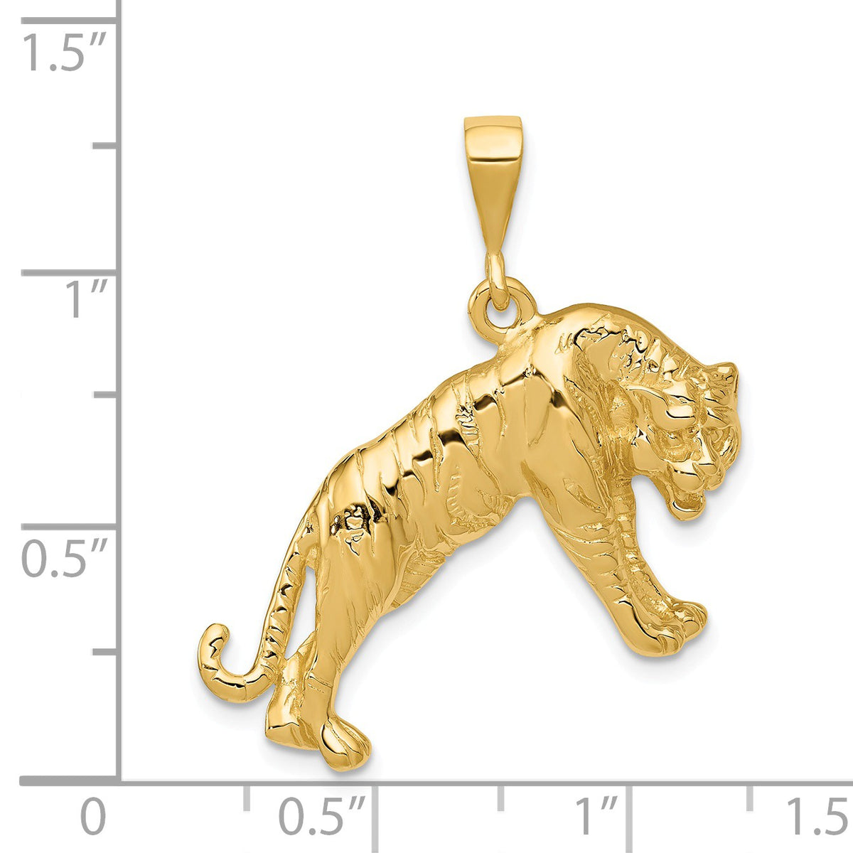Alternate view of the 14k Yellow Gold Polished Tiger Pendant by The Black Bow Jewelry Co.