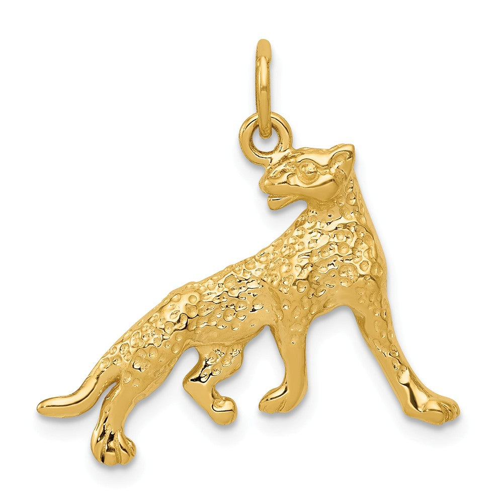 14k Yellow Gold Polished Cheetah Charm or Pendant, Item P10567 by The Black Bow Jewelry Co.