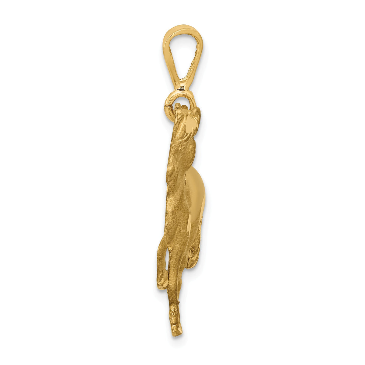 Alternate view of the 14k Yellow Gold Diamond Cut Horse Pendant, 25mm by The Black Bow Jewelry Co.