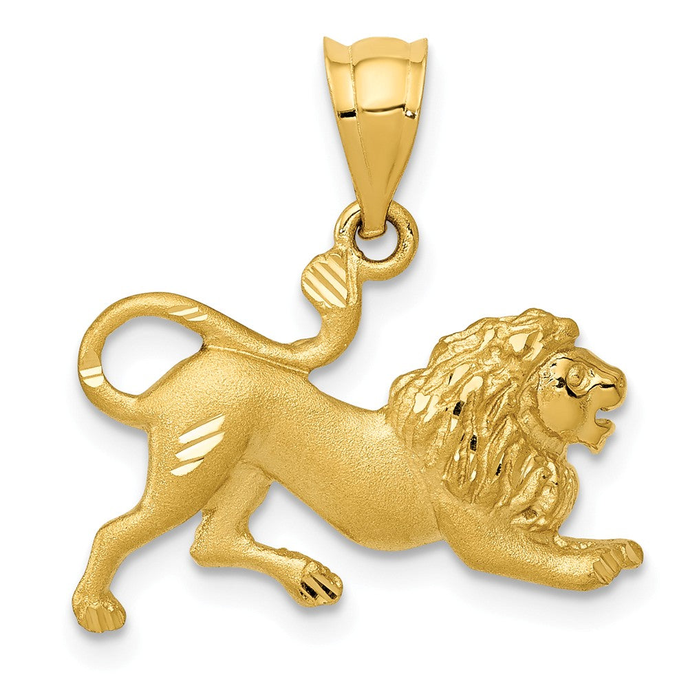 14k Yellow Gold Satin Lion Pendant, Item P10570 by The Black Bow Jewelry Co.