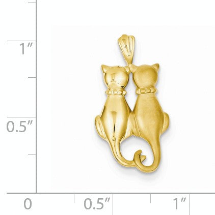 Alternate view of the 14k Yellow Gold Satin and Polished Double Cat Pendant by The Black Bow Jewelry Co.