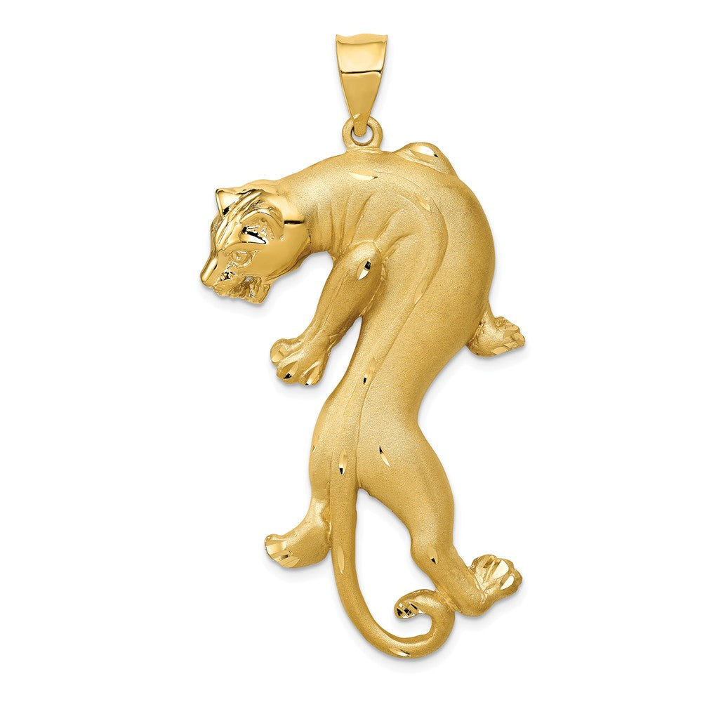 14k Yellow Gold Large Vertical Panther Pendant, Item P10572 by The Black Bow Jewelry Co.